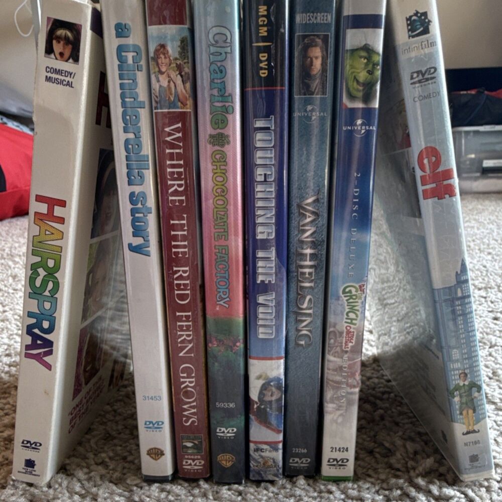 8 Movie DVD Lot Charlie Chocolate Factory Grinch Elf Van Helsing Widescreen